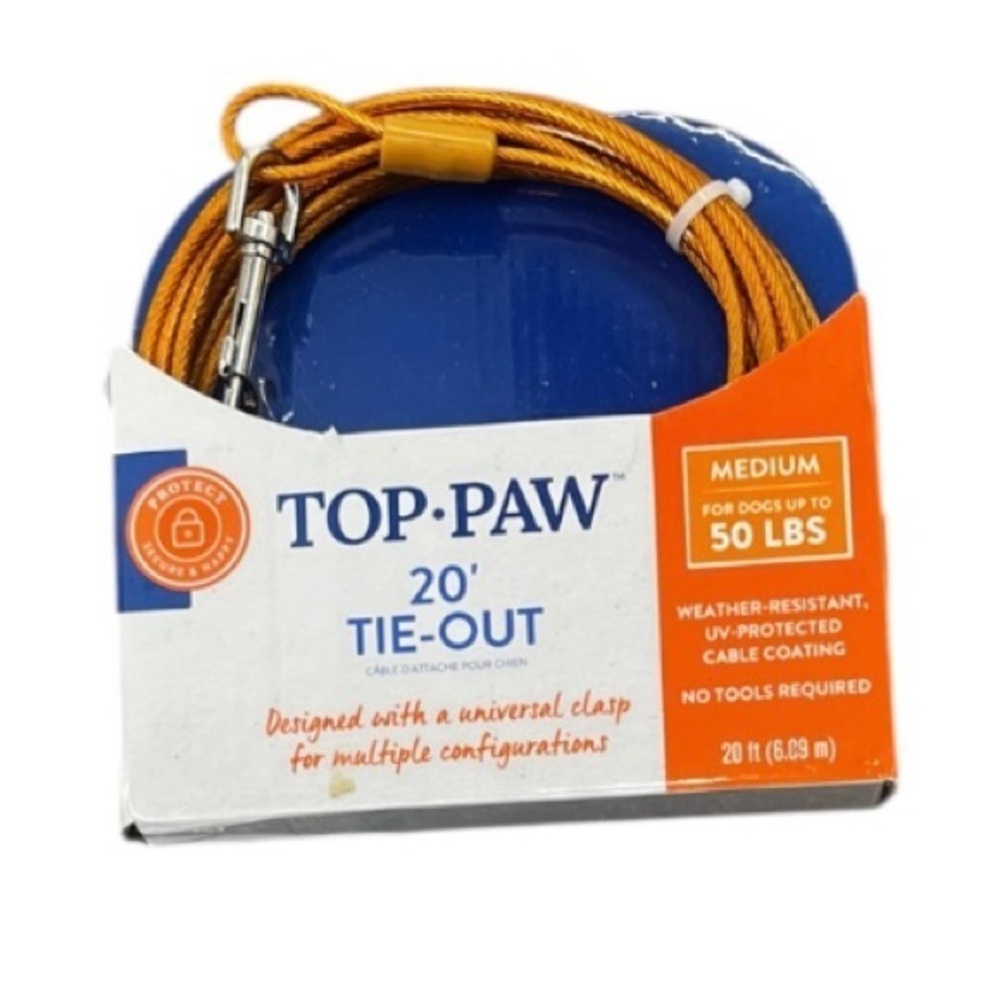 Top Paw Orange and Blue 20' Dog Tie-Out Cable